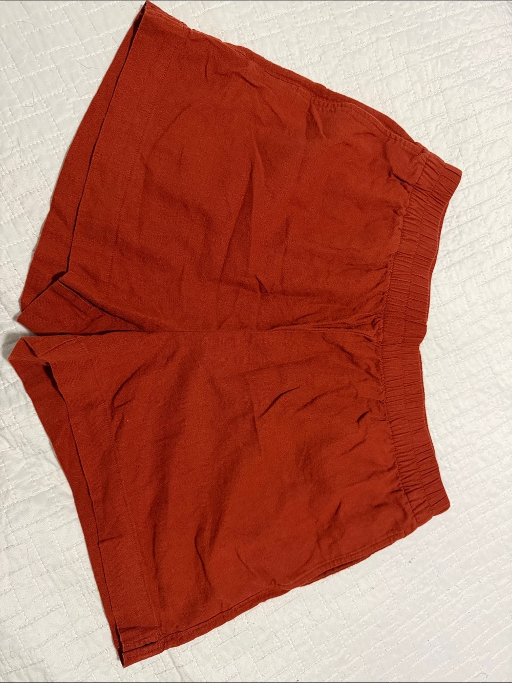 Old Navy High-Waist Rust Orange Linen-Blend Shorts
